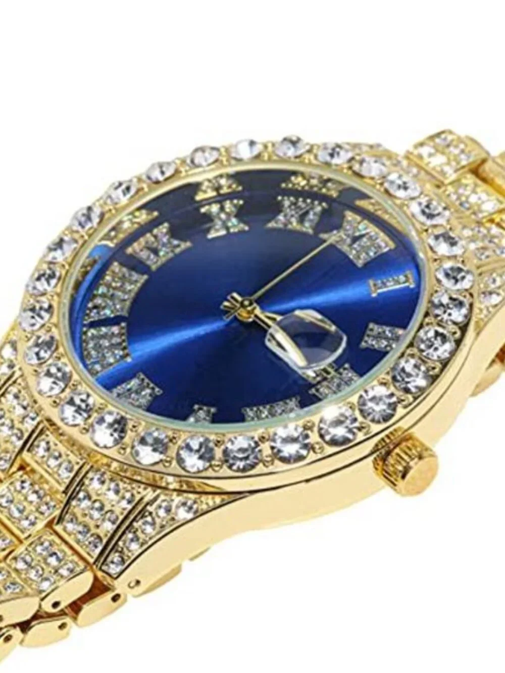 Diamond Watch for Men 18K Real Gold/Platinum White Gold